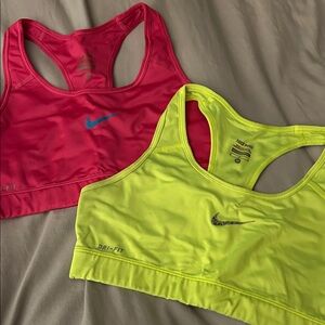 Nike Women's Dri-FIT Sports Bra Set - Pink and Yellow